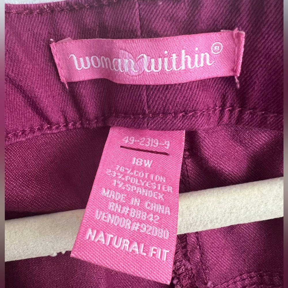 Woman Within Jeans Size 18W. Color is burgundy - Picture 3 of 7